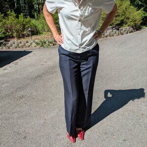 Ann Taylor loft lined navy linen dress pant (women's size 8)